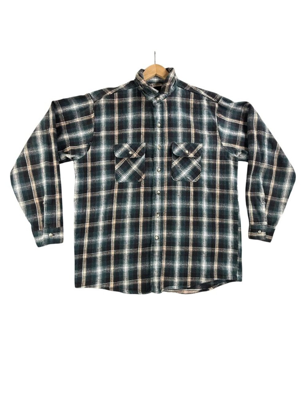 Vintage FIVEBROTHER Shirt Mens XLT Green Plaid Flannel Button Up USA Workwear